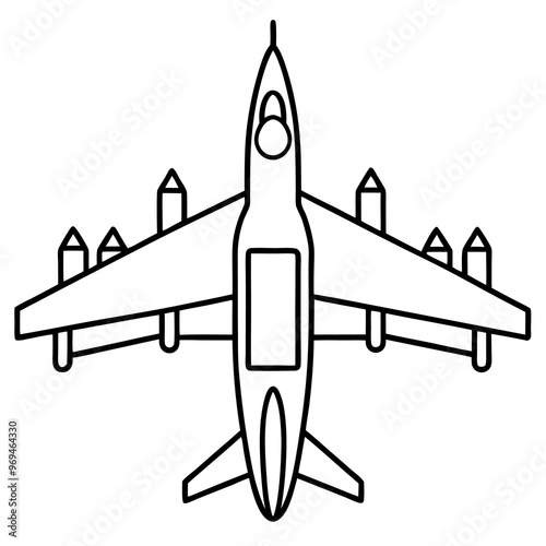 military airplane outline coloring book page line art drawing photo