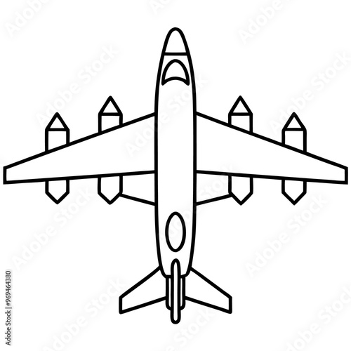 military airplane outline coloring book page line art drawing
