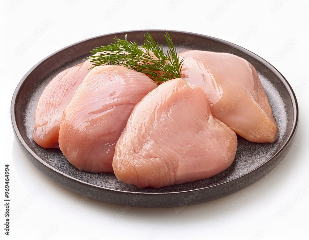 Chicken meat on plate isolated on white background Chicken meat on plate isolated on white background