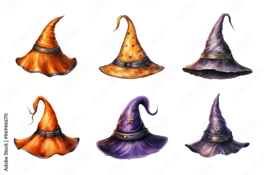 Witch Hat Collection Bundle Set Isolated on a Transparent Background Witch Hat Collection Bundle Set Isolated on a Transparent Background