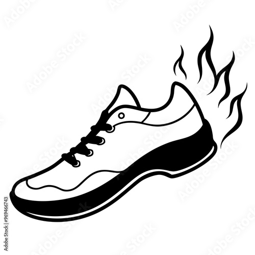 Shoes on a white background, fiery running shoes vector silhouette illustration