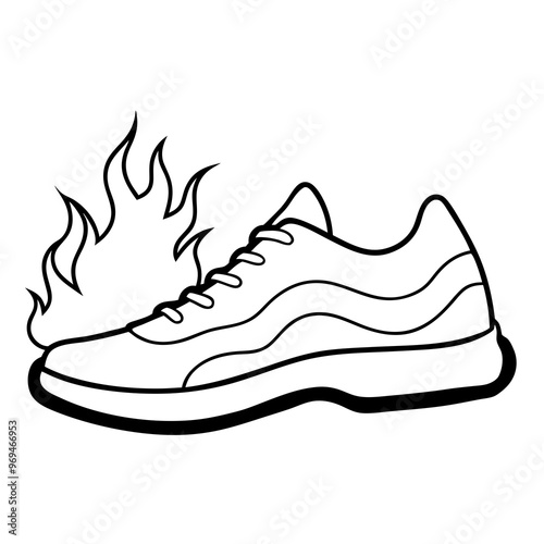 Shoes on a white background, fiery running shoes vector silhouette illustration