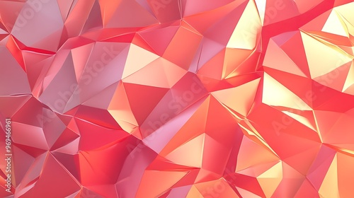 Coral Infused Low-Poly Shapes Background - Vibrant Abstract Design for Dynamic Wallpaper