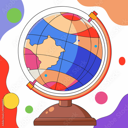 Colorful globe illustration on abstract background