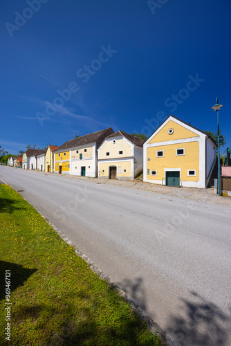 Traditional wine cellars street in Eichenbrunn, Lower Austria, Austria