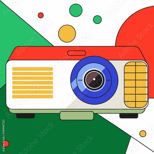 Digital projector illustration on colorful abstract background