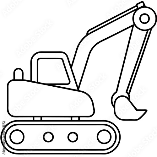 mini excavator machine outline coloring book page line art drawing