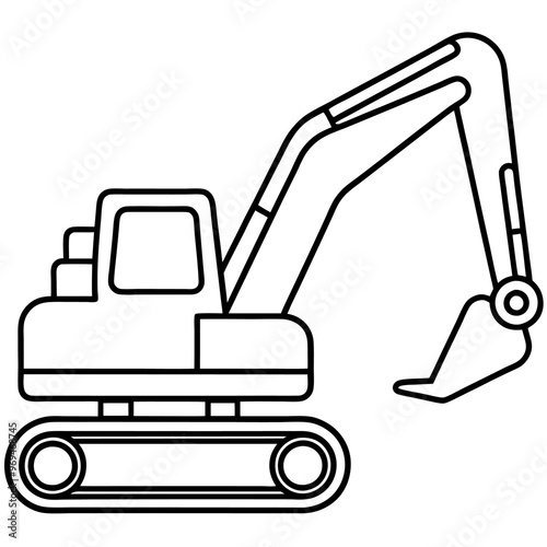 mini excavator machine outline coloring book page line art drawing