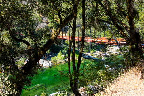 Scenic bridge crossing the Yuba River in Northern CA photo