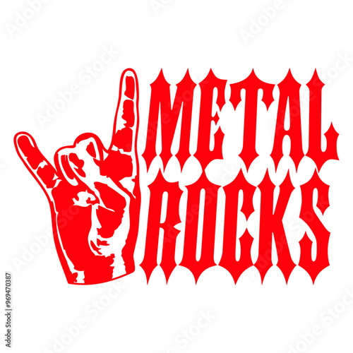Heavy Metal Rocks Hard Rock Music Text Quote Logo Design Lover Art Vector Illustration Card T-Shirt Poster Sticker Graphic Print Decorative Drawing Isolated Logo Decoration Symbol Creative Cool Style