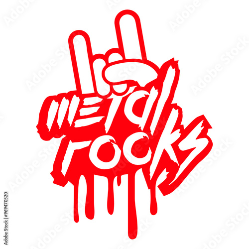 Heavy Metal Rocks Hard Rock Music Text Quote Logo Design Lover Art Vector Illustration Card T-Shirt Poster Sticker Graphic Print Decorative Drawing Isolated Logo Decoration Symbol Creative Cool Style
