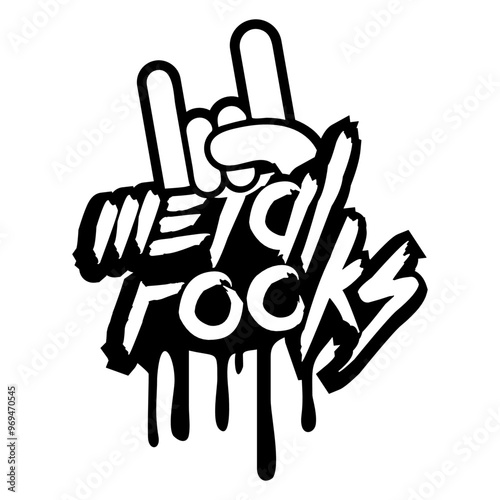 Heavy Metal Rocks Hard Rock Music Text Quote Logo Design Lover Art Vector Illustration Card T-Shirt Poster Sticker Graphic Print Decorative Drawing Isolated Logo Decoration Symbol Creative Cool Style