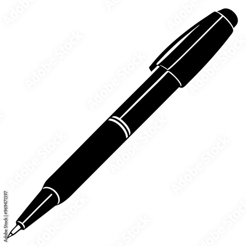 Pen isolated on white, pen vector silhouette icon on white background