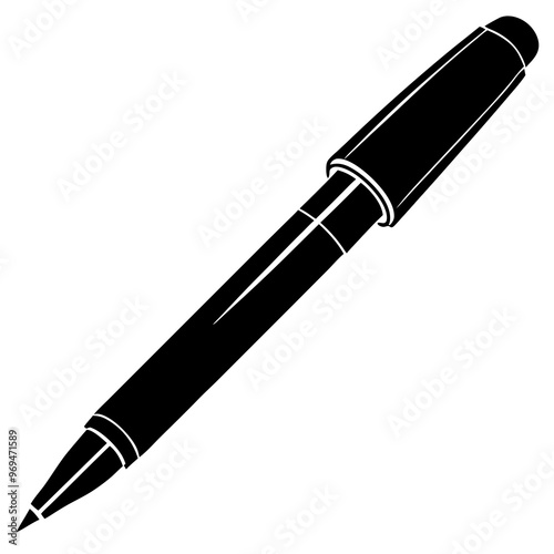 Pen isolated on white, pen vector silhouette icon on white background