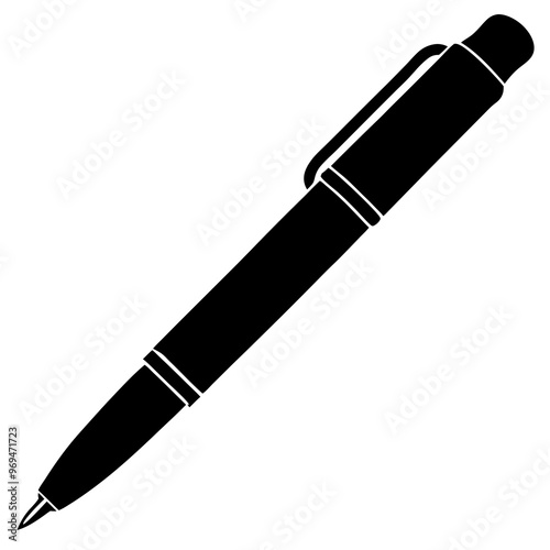 Pen isolated on white, pen vector silhouette icon on white background