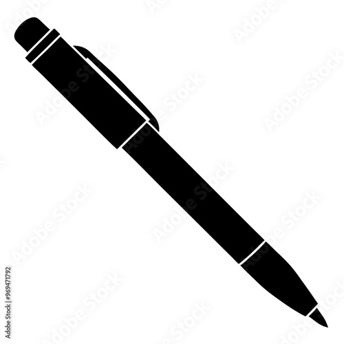 Pen isolated on white, pen vector silhouette icon on white background