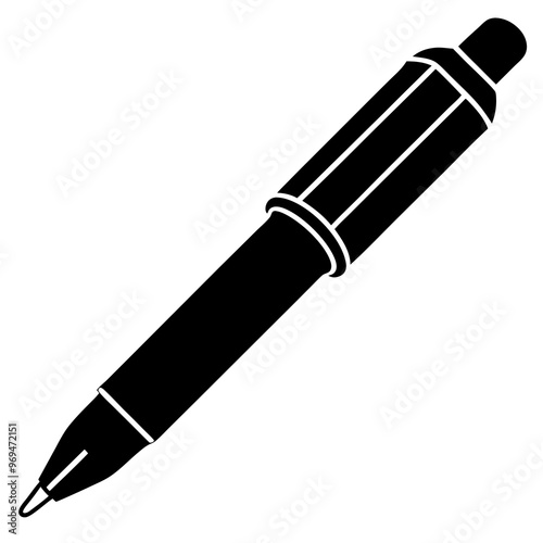 Pen isolated on white, pen vector silhouette icon on white background