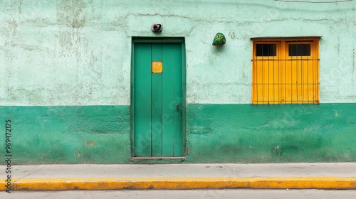 Ecuadorian Street with Green Painting