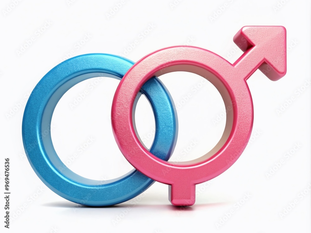 Interconnected male and female symbols, also known as Mars and Venus signs, form a harmonious union, representing Interconnected male and female symbols, also known as Mars and Venus signs, form a harmonious union, representing