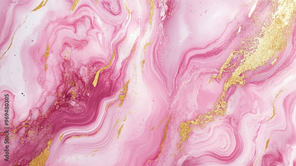 Marble-textured background with pink swirls, enhanced by gold lines, evoking a sense of luxury and fluidity in an elegant abstract design. Marble-textured background with pink swirls, enhanced by gold lines, evoking a sense of luxury and fluidity in an elegant abstract design.