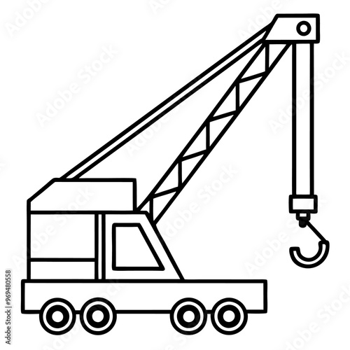 mobile crane machine outline coloring book page line art drawing