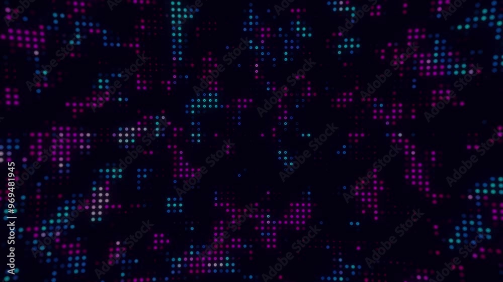 Animated abstract technology background. futuristic cyberspace. data, hi-tech concept. virtual space. Digital cyber waves background. Blink dots background. Neon Dots BG 4K Video Animated abstract technology background. futuristic cyberspace. data, hi-tech concept. virtual space. Digital cyber waves background. Blink dots background. Neon Dots BG 4K Video