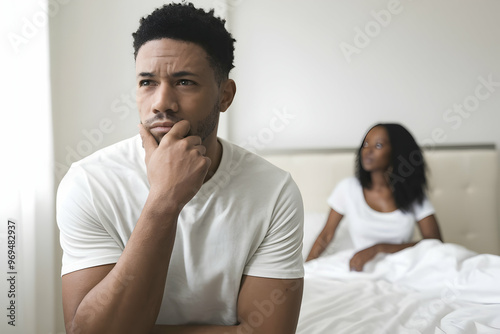 Couple Facing Relationship Issues and Emotional Stress in Bedroom