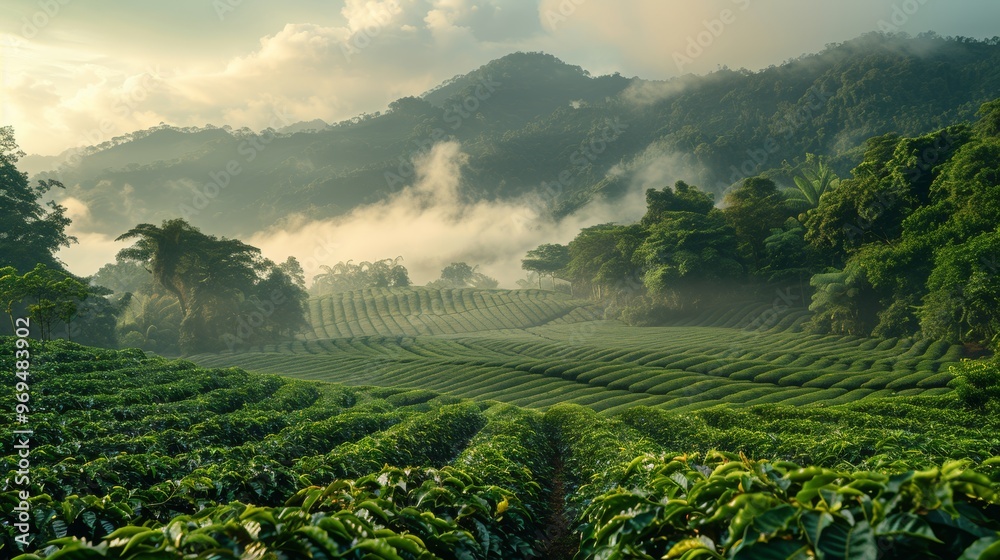 Fototapeta premium Tranquil Tea Plantation Landscape