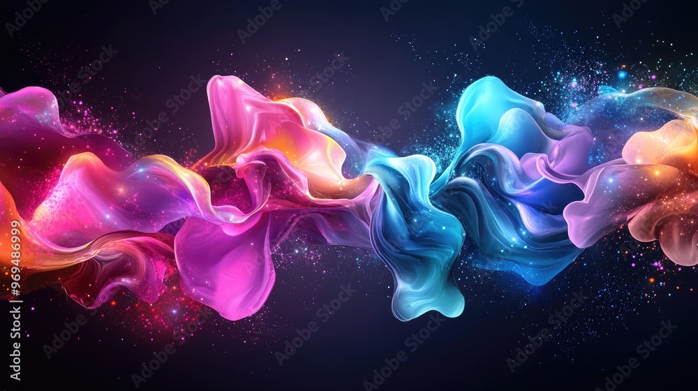 Obraz premium A vibrant abstract composition featuring flowing colors and light effects.