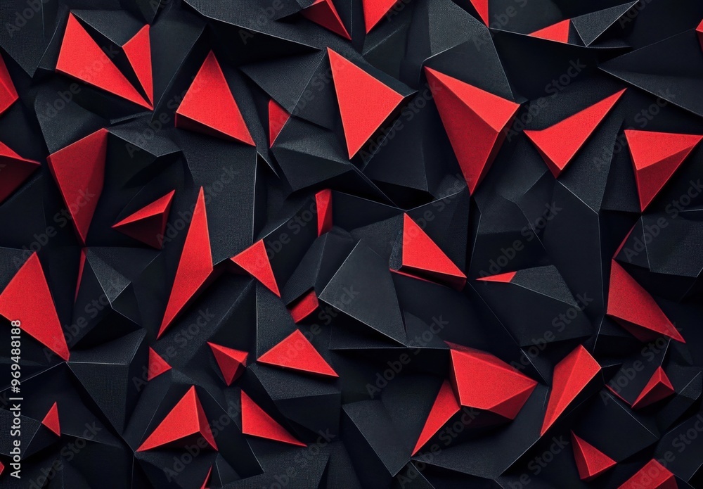 Black and red origami background, dark geometric shapes, dark color palette, monochromatic Black and red origami background, dark geometric shapes, dark color palette, monochromatic