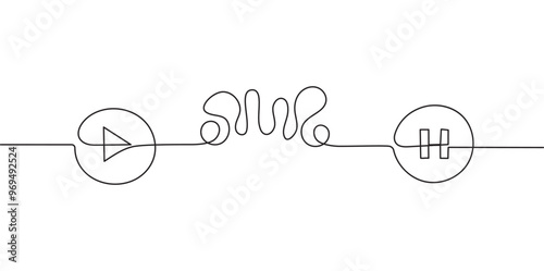 Continuous one line drawing of start and pause buttons, illustration of start and pause button eps 10