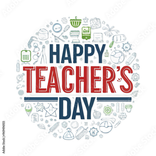 Happy Teacher's Day With Element Vector Illustration Poster Design 