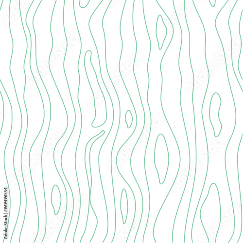 A minimalist illustration of wood grain texture in light green lines on a white background.