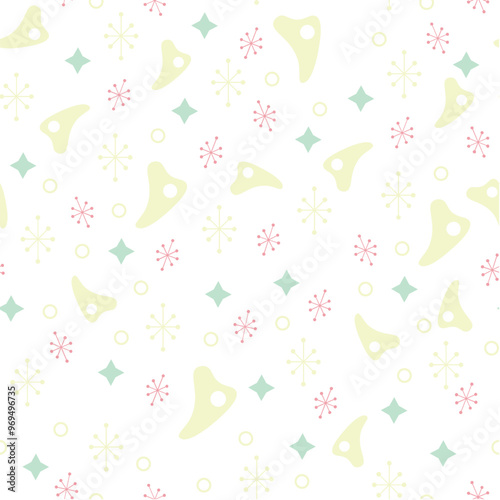 Wallpaper Mural A whimsical pattern featuring abstract shapes and snowflakes in soft pastel colors. Torontodigital.ca