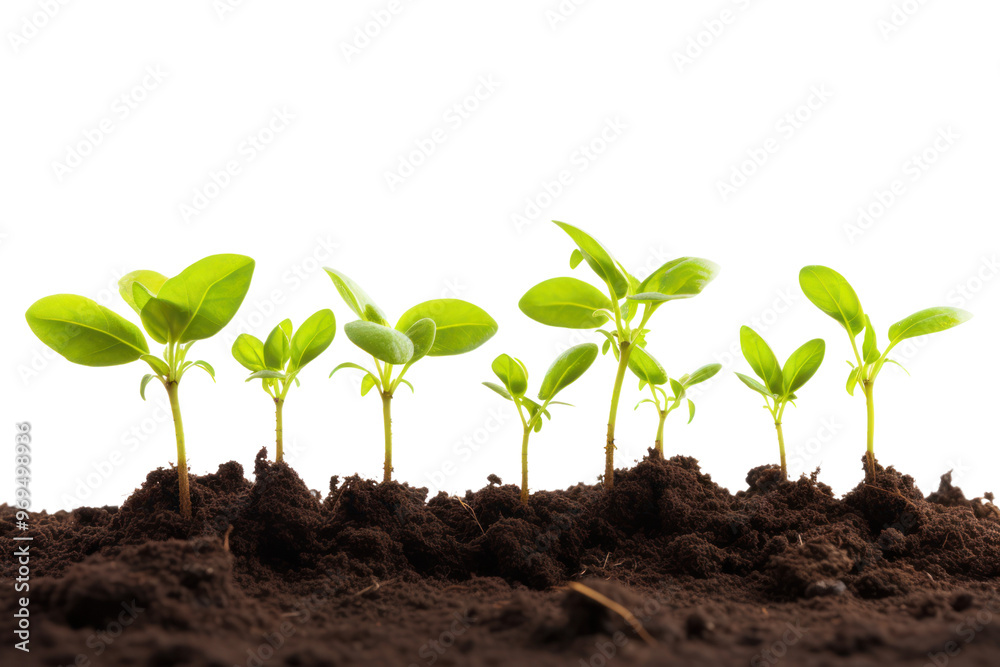 Bright organic plant seedlings It represents growth and vitality. on a white background Bright organic plant seedlings It represents growth and vitality. on a white background