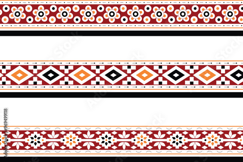Flower nad Geometric pattern border Design 