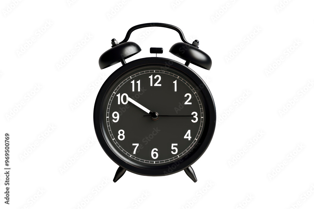 Black alarm clock with fast turning hands. on a white background show haste Black alarm clock with fast turning hands. on a white background show haste