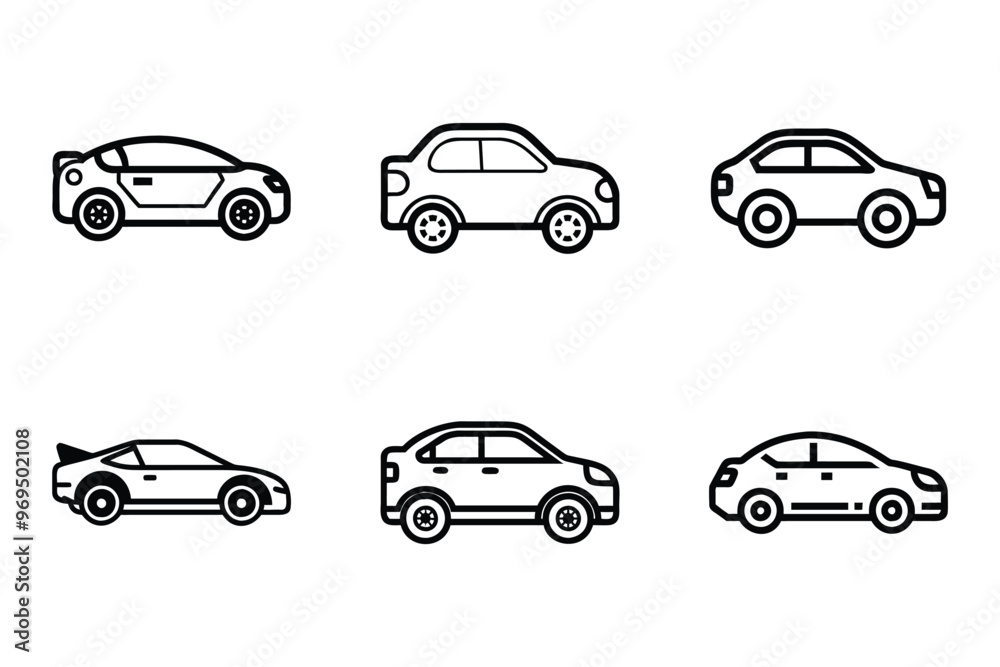 Car icon bundle set in a creative vector style Car icon bundle set in a creative vector style