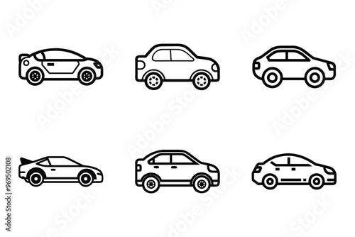 Car icon bundle set in a creative vector style