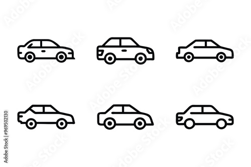 Car icon bundle set in a creative vector style