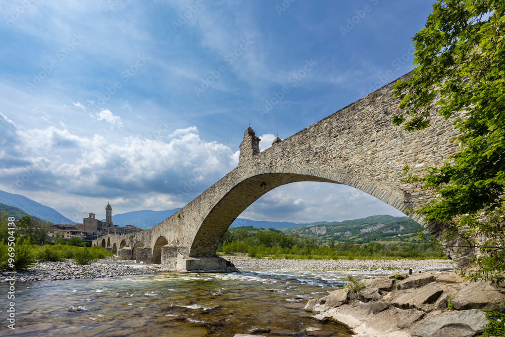 Gobbo Bridge also Devil Bridge or Ponte del Diavolo or Ponte Gobbo in Bobbio, Piacenza province, Trebbia Valley, Emilia Romagna, Italy Gobbo Bridge also Devil Bridge or Ponte del Diavolo or Ponte Gobbo in Bobbio, Piacenza province, Trebbia Valley, Emilia Romagna, Italy