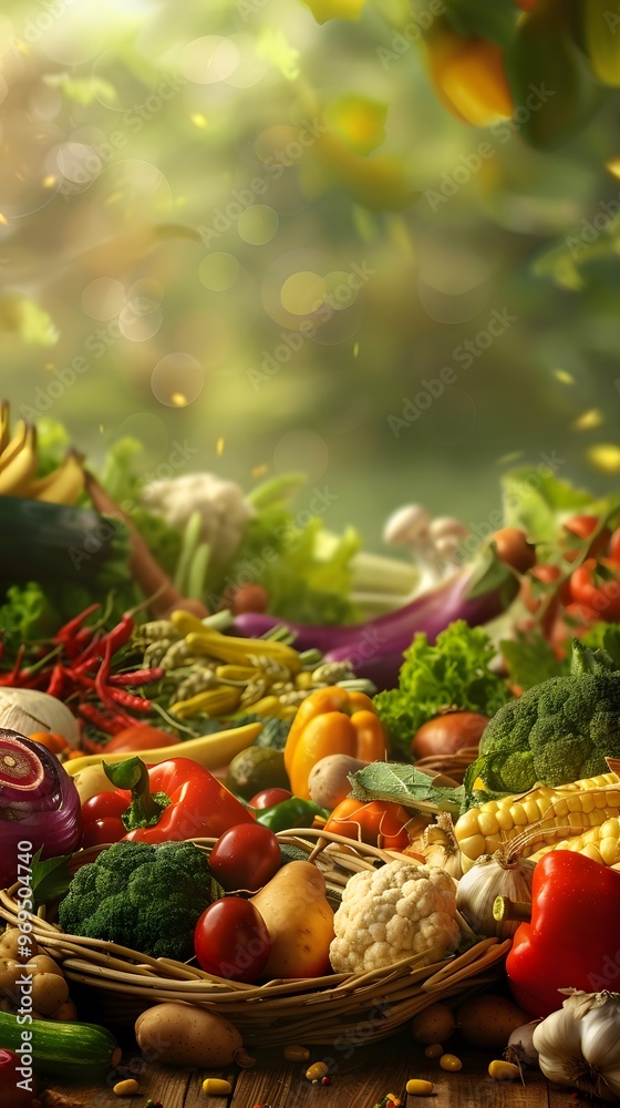 Fototapeta premium Fresh vegetables on colored background