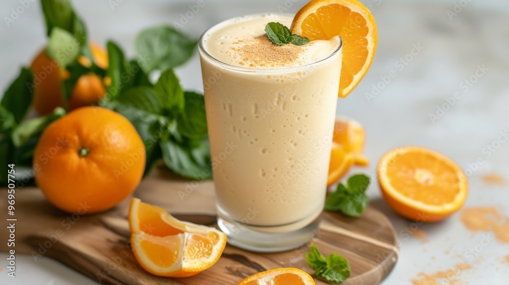 Orange smoothie healthy food illustration generated by ai Orange smoothie healthy food illustration generated by ai