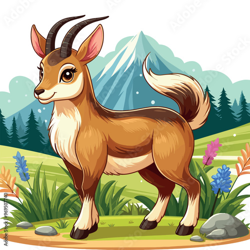 Cute Chamois Vector Cartoon illustration