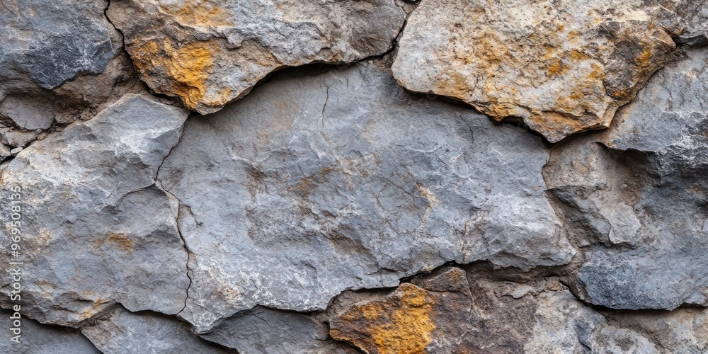 Close-up of a rough, gray and brown rock wall Close-up of a rough, gray and brown rock wall
