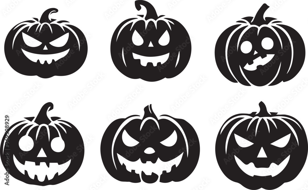 Obraz premium Pumpkin silhouette vector EPS SET