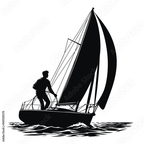 A silhouette of a person sailing photo