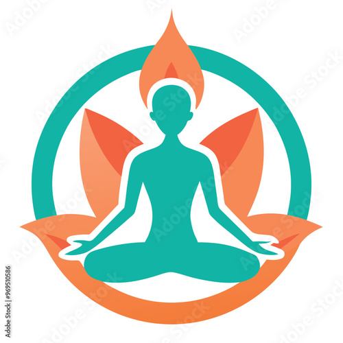  Yoga logo with lotus vector illustration.