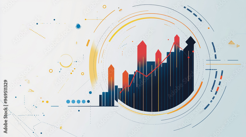 Naklejka premium charts and graphs with statistics to innovative analyze business potential and forecast future development of companies growth.