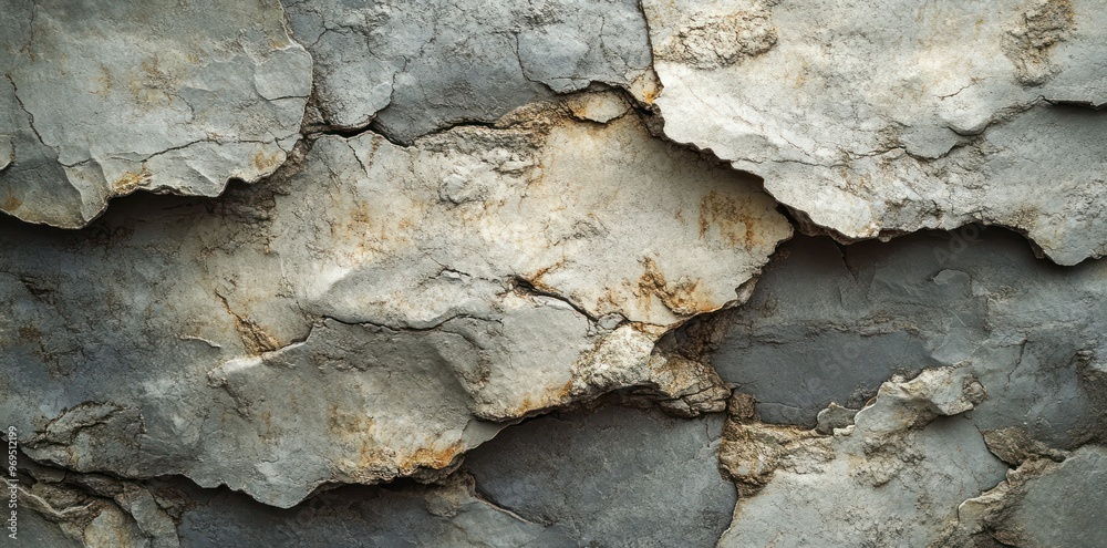 Cracked and Weathered Grey Rock Surface